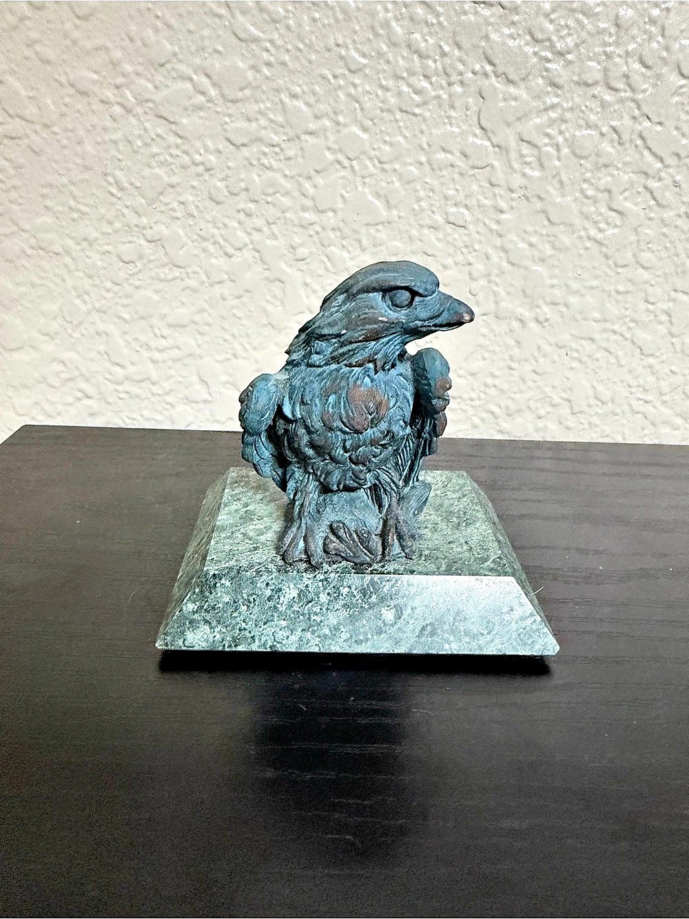 Bird Sculpture on Stone-Look Base